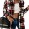 Women'S Casual Long Sleeve Tops Fall Blouses Flannel Plaid Button-Down Shirt Jacket with Pockets