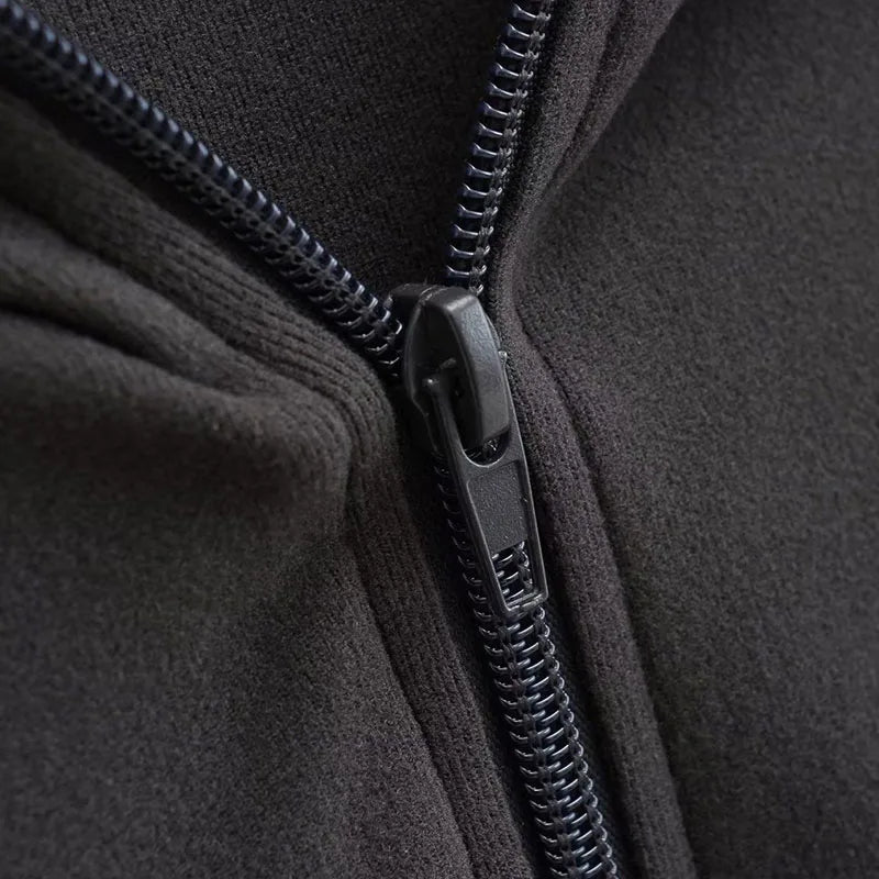 Streetwear Hooded Pockets Sweatshirt Women Casual Solid Sports Long Sleeve Hoodies Woman Autumn Slim Zipper Cropped Coat