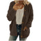 Warm Winter Coats for Womens Casual plus Size Fleece Open Front Button down Long Sleeve Jacket Outerwear