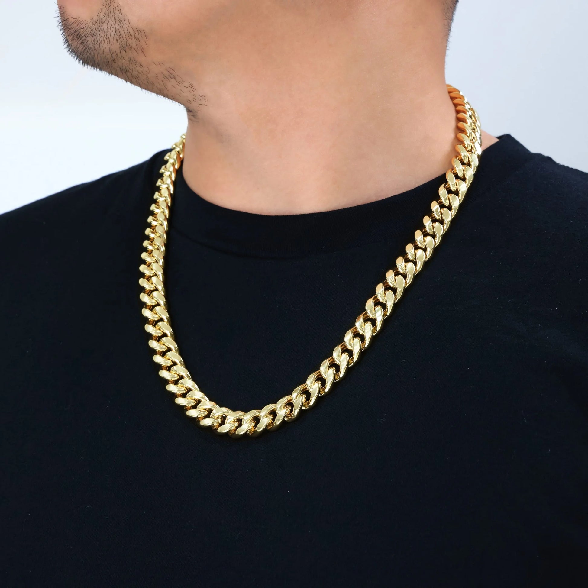 10K Yellow Gold 13Mm Thick Miami Cuban Link Chain Necklace, Mens Jewelry 20" - 30"